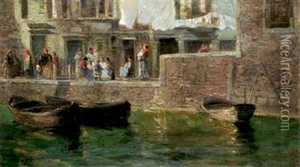 Canal De Venise Oil Painting - Guglielmo Ciardi