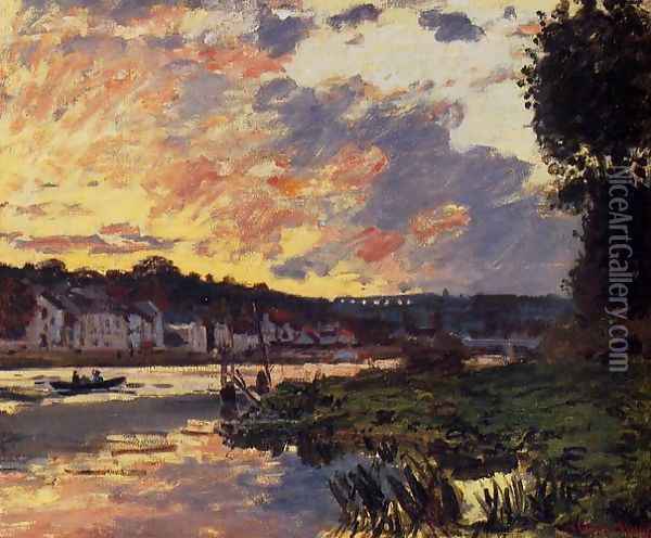 The Seine At Bougeval Evening Aka Bougival Oil Painting - Claude Oscar Monet