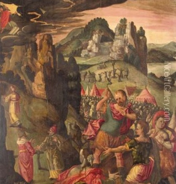 Moses Empfangt Die Gesetzestafeln Oil Painting - Dietrich Wedermeier
