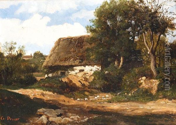 Paysage A La Chaumiere Oil Painting - Georges Etienne Prieur