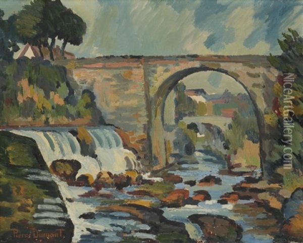 Pont Dans Le Rouennais Oil Painting - Pierre Dumont