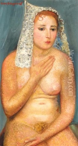 Seated Nude Oil Painting - Boris Dmitrievich Grigoriev