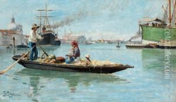 Harbour Scene From Venice Oil Painting - Carl Skanberg