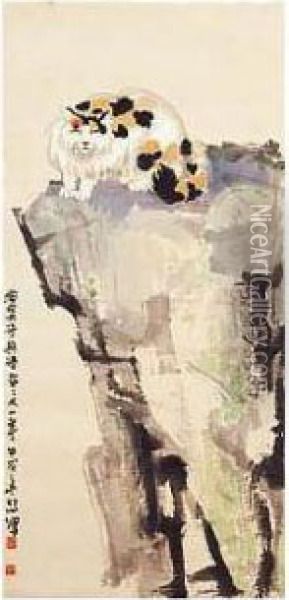Sleeping Cat Oil Painting - Xu Beihong