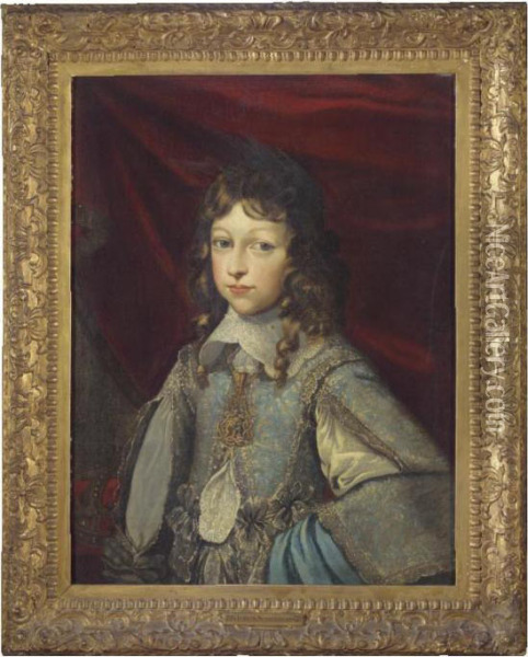 Portrait Of A Young Nobleman, 
Half Length, Wearing A Richly Embroidered Tunic And The Ordine Supremo 
Dela Ss. Annunziata Of Savoy Oil Painting - Justus Sustermans