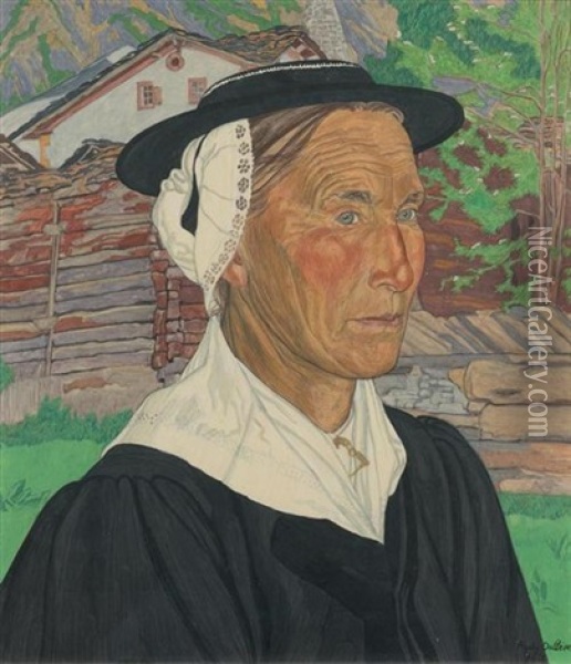 Portrait Einer Walliserin Oil Painting - Raphy Dalleves