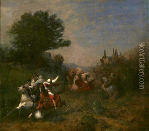 Arab Cavaliers Oil Painting - Eugene Fromentin