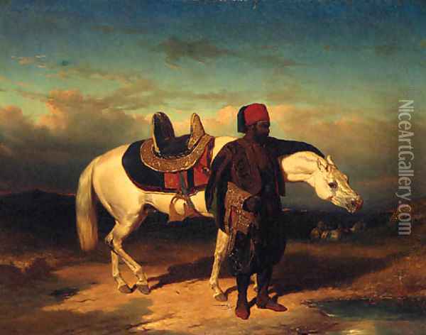 An Arab Horseman And His Steed Oil Painting - French School
