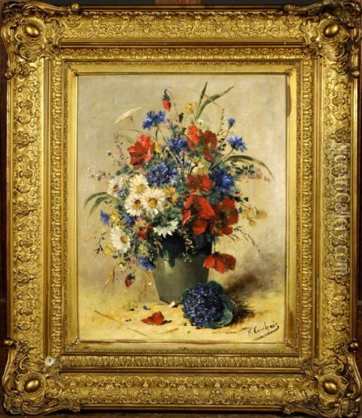 Vase Garni De Fleurs Oil Painting - Eugene Henri Cauchois