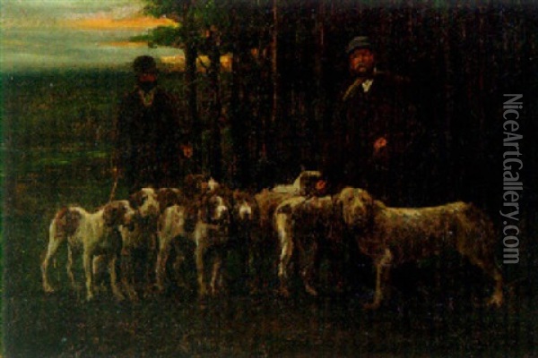 Huntsmen With A Pack Of Hounds Oil Painting - Olivier de Penne