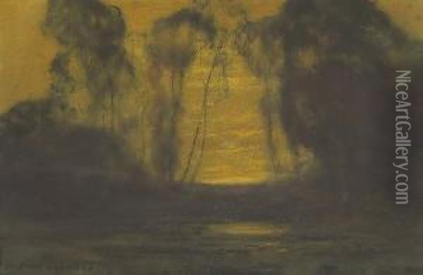 Eucalyptus Lane At Sunset Oil Painting - Giuseppe Cadenasso