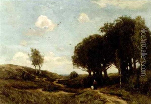 Crossing The Heath Oil Painting - Theophile De Bock