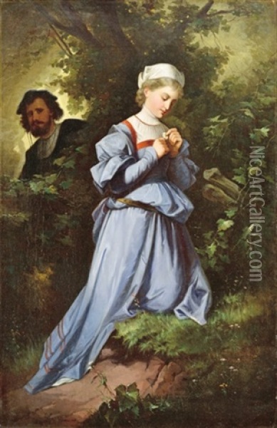 Faust Meeting Margit In Martha's Garden Oil Painting - Alexander von Liezen-Mayer