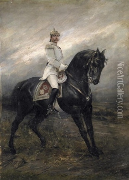 Kaiser Wilhelm Ii. Zu Pferd Oil Painting - Joszi Arpad Koppay