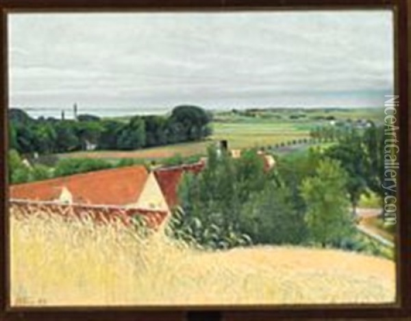 View From The Hills At Frederiksvaerk Oil Painting - Laurits Andersen Ring