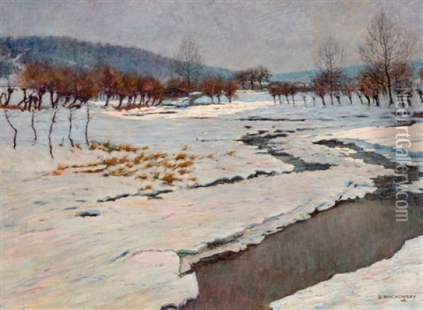 Winter Moorlands Oil Painting - Siegfried Mackowsky