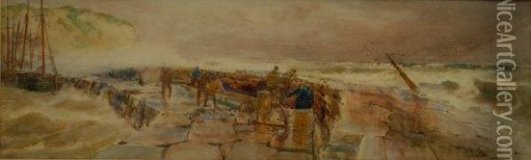 A North-easterly - Scarborough Oil Painting - Thomas Bush Hardy