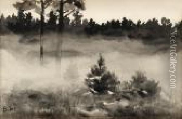 Skogsglanta Med Dimstrak Oil Painting - Bruno Andreas Liljefors