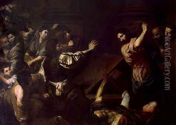 Expulsion of the Money-Changers from the Temple Oil Painting - Jean de Boulogne Valentin