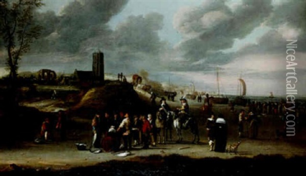 La Plage De Schvenningen Oil Painting - Cornelis Beelt