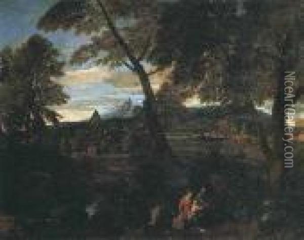 Paesaggio Con Riposo Durante La Fuga Oil Painting - Francisque I Millet