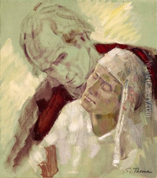 Hl. Maria Und Der Hl. Johannes Oil Painting - Emil Thoma