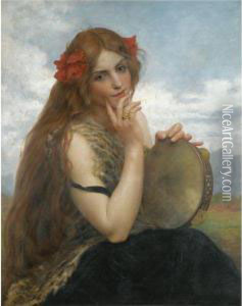 Femme Au Tambourin Oil Painting - Lionel Noel Royer