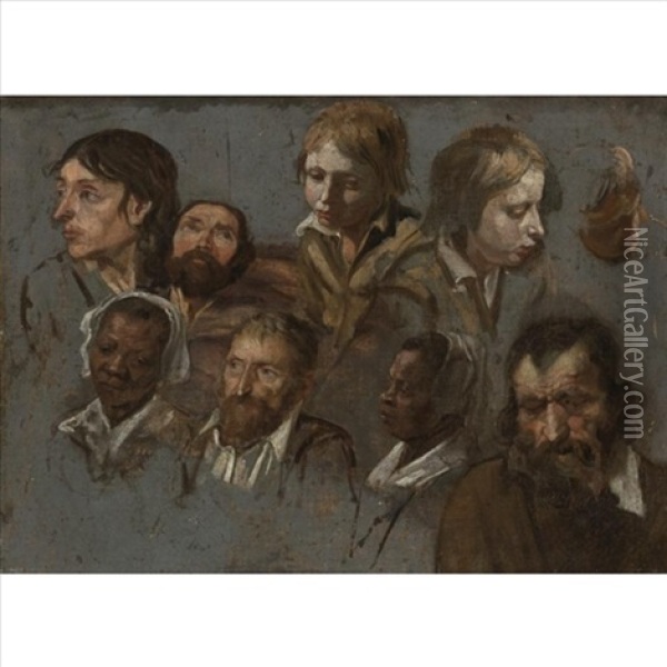 Study Of Nine Heads Oil Painting -  Master of the Games [Maitre des Jeux]