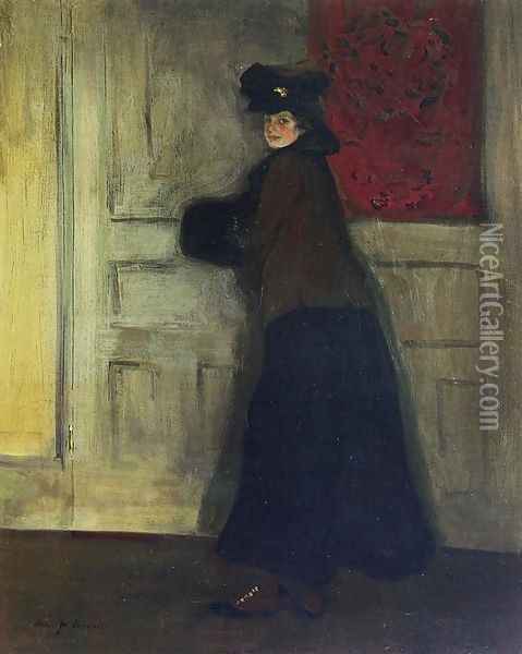 Lady with Muff Oil Painting - Alfred Henry Maurer