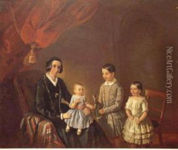 Family Portrait Oil Painting - Augustus Leopold Egg
