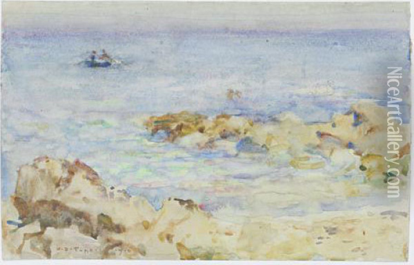 Rowing Off The Coast Oil Painting - Henry Scott Tuke