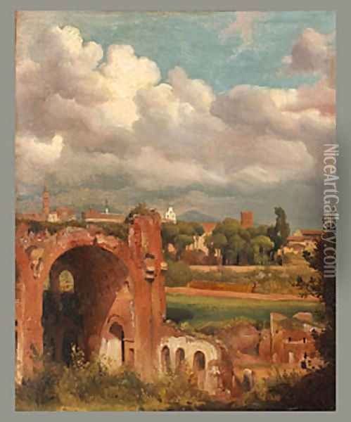 View from the Palatine Rome 1821 Oil Painting - Jean-Charles Joseph Remond