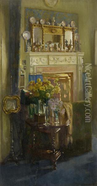 The Interior Of Dr Cumming's House At 18 Ainslie Place, Edinburgh Oil Painting - Patrick William Adam