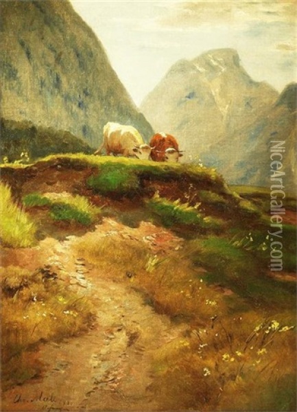 Weidevieh Im Hochgebirge Oil Painting - Christian Friedrich Mali
