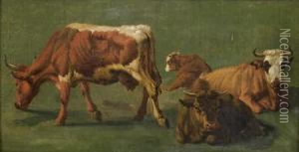 Etude De Vaches Oil Painting - Pierre Louis De La Rive