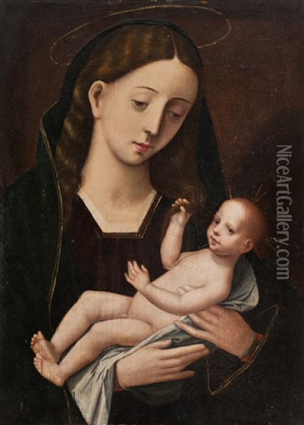 Maria Mit Dem Jesusknaben Oil Painting -  Master of the Female Half Lengths