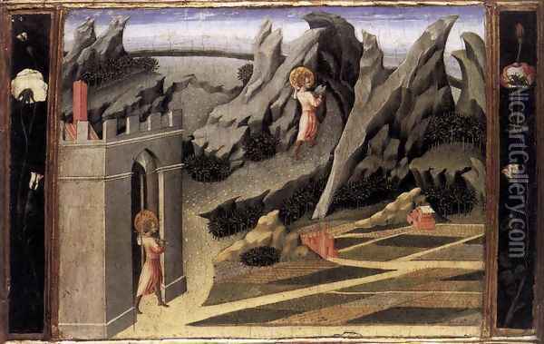 St John the Baptist Goes into the Wilderness 1454 Oil Painting - Giovanni di Paolo