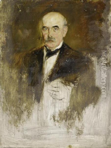 Portrait Of Kommerzienrat Gutman Oil Painting - Franz von Lenbach