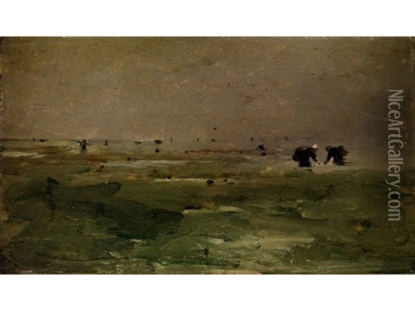Muschelsammler Im Wattenmeer Oil Painting - Ernest-Ange Duez