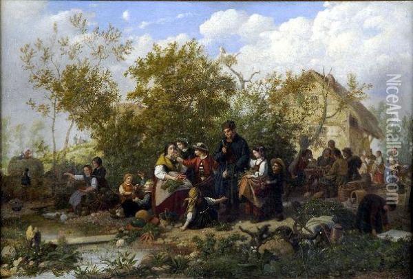 [fete Villageoise] Oil Painting - Eduard Gustav Seydel