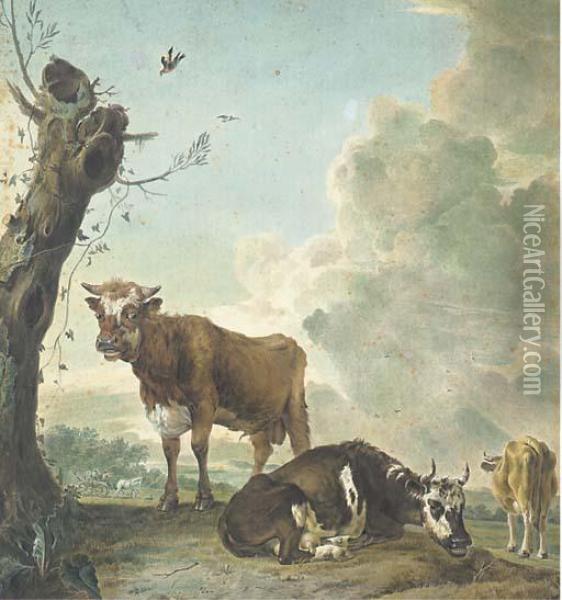 Cattle In A Meadow Oil Painting - Paulus Potter