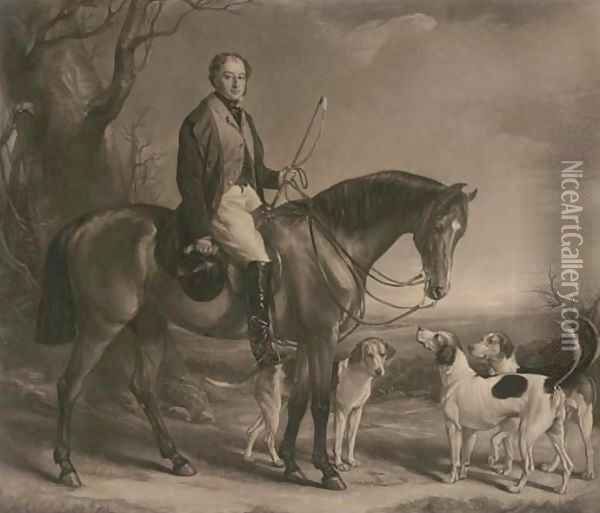 Henry Lascelles, 3rd Earl of Harewood (1797-1857), on horseback with his hounds, by George Raphael Ward Oil Painting - Sir Francis Grant