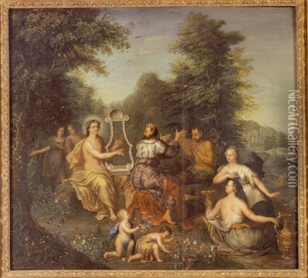 Le Concert Entre Apollon Et Midas Oil Painting - Willem van Mieris