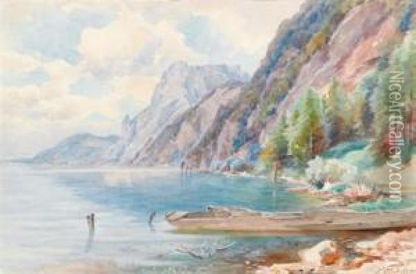 A View Of Traunstein Oil Painting - Ernestine Von Kirchsberg
