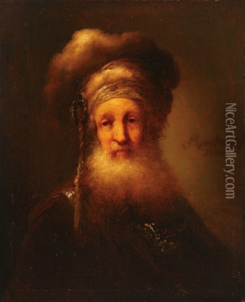 Bearded Man In Oriental Costume Oil Painting -  Rembrandt van Rijn