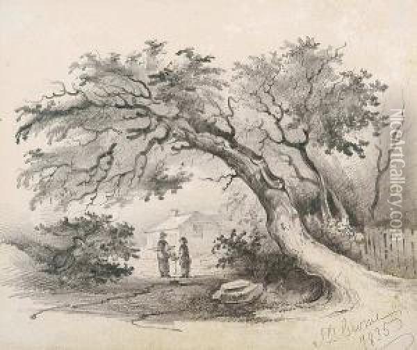 Figures Under A Spreading Tree Oil Painting - John Berney Crome