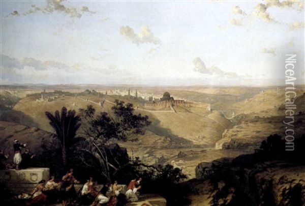 Jerusalem (looking South) Oil Painting - David Roberts
