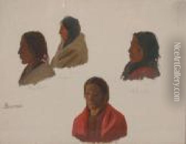 Study Of Indians, Fort Laramie Oil Painting - Albert Bierstadt