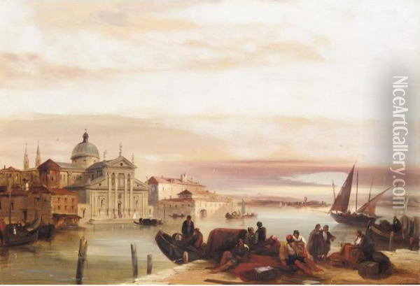 View Of The Church Of San Georgio Maggiore Oil Painting - Edward Pritchett