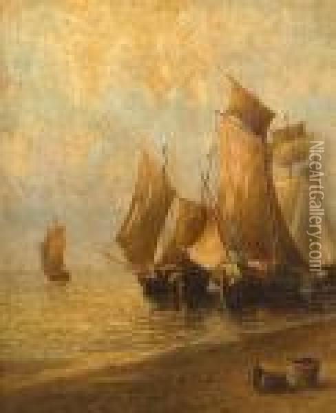 Unloading The Days Catch Oil Painting - Paul-Jean Clays